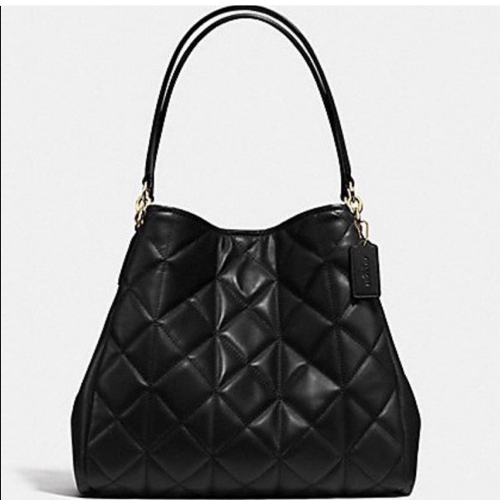 RARE BLACK COACH QUILTED PHOEBE SHOULDER PURSE BAG